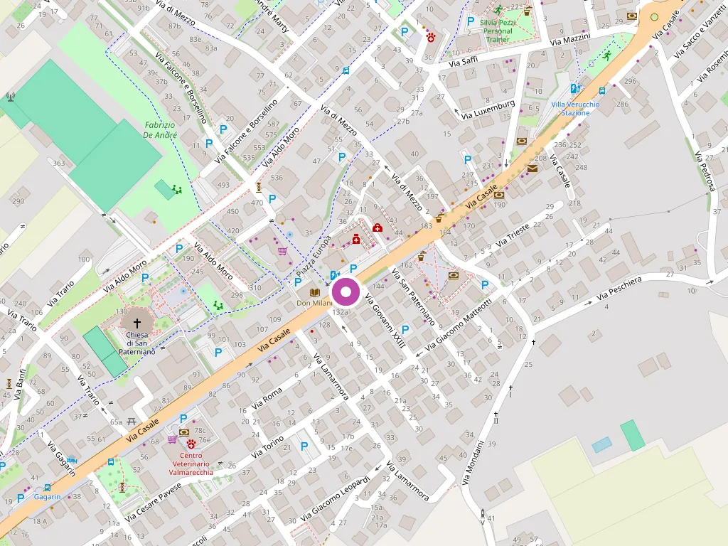 Mappa di Villa Verucchio col punto del Caffè Gabrè, accanto alla Marecchiese